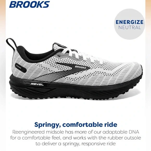 Brooks Revel 6 Black and White Running Shoes